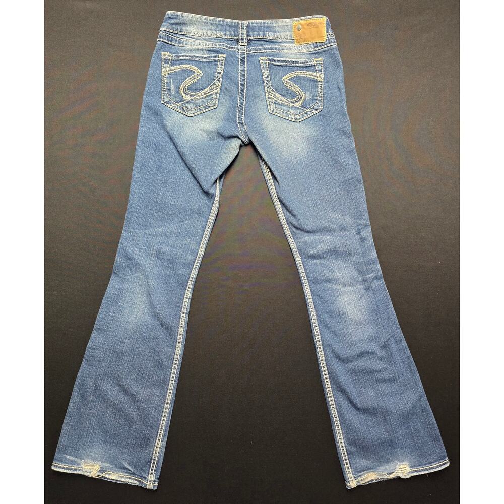 Silver Jeans Twisted Bootcut Jeans Womens W28 L33 Medium Wash Distressed Denim - Picture 4 of 8